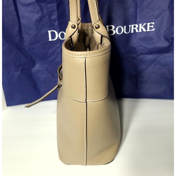 Dooney & Bourke Beacon Zip Tote Taupe Smooth Leather Carryall Shopper Zipper - Picture 5 of 16